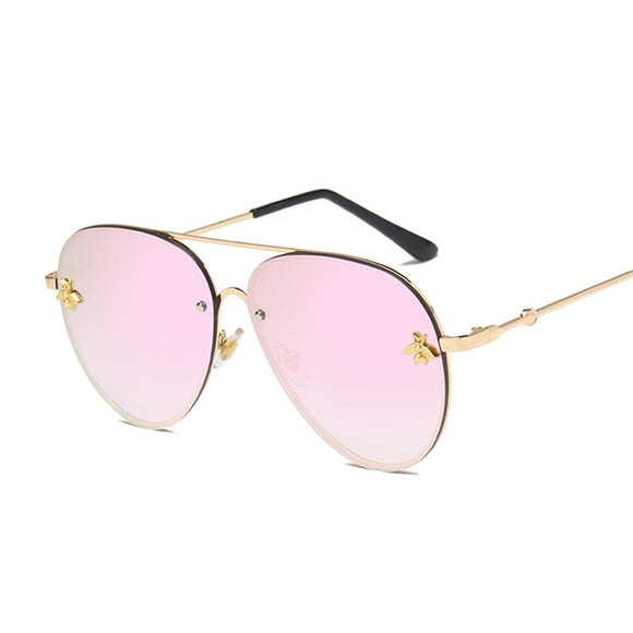 Metal Aviation Gradient Mirror Rimless Sunglasses UV400