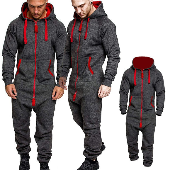 Men's Zipper Hoodie One-piece Garment Pajama Playsuit