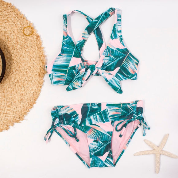 Girls Pink Tropics Bikini Set