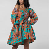 Women Tribal Print Off Shoulder Mini Dress