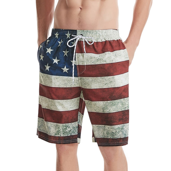 Men's American Flag Beach Shorts Swimwear