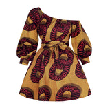 Women Tribal Print Off Shoulder Mini Dress