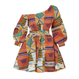 Women Tribal Print Off Shoulder Mini Dress