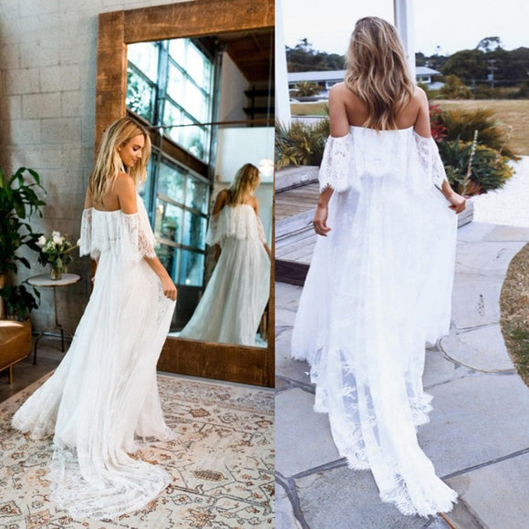 Sexy Maternity Off Shoulder Lace Maxi Gown