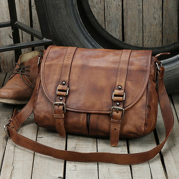 Vintage Genuine Leather Messenger Bag